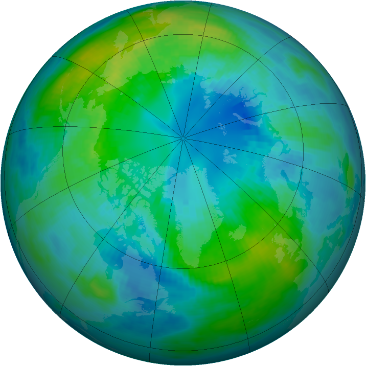 Arctic ozone map for 14 October 1983